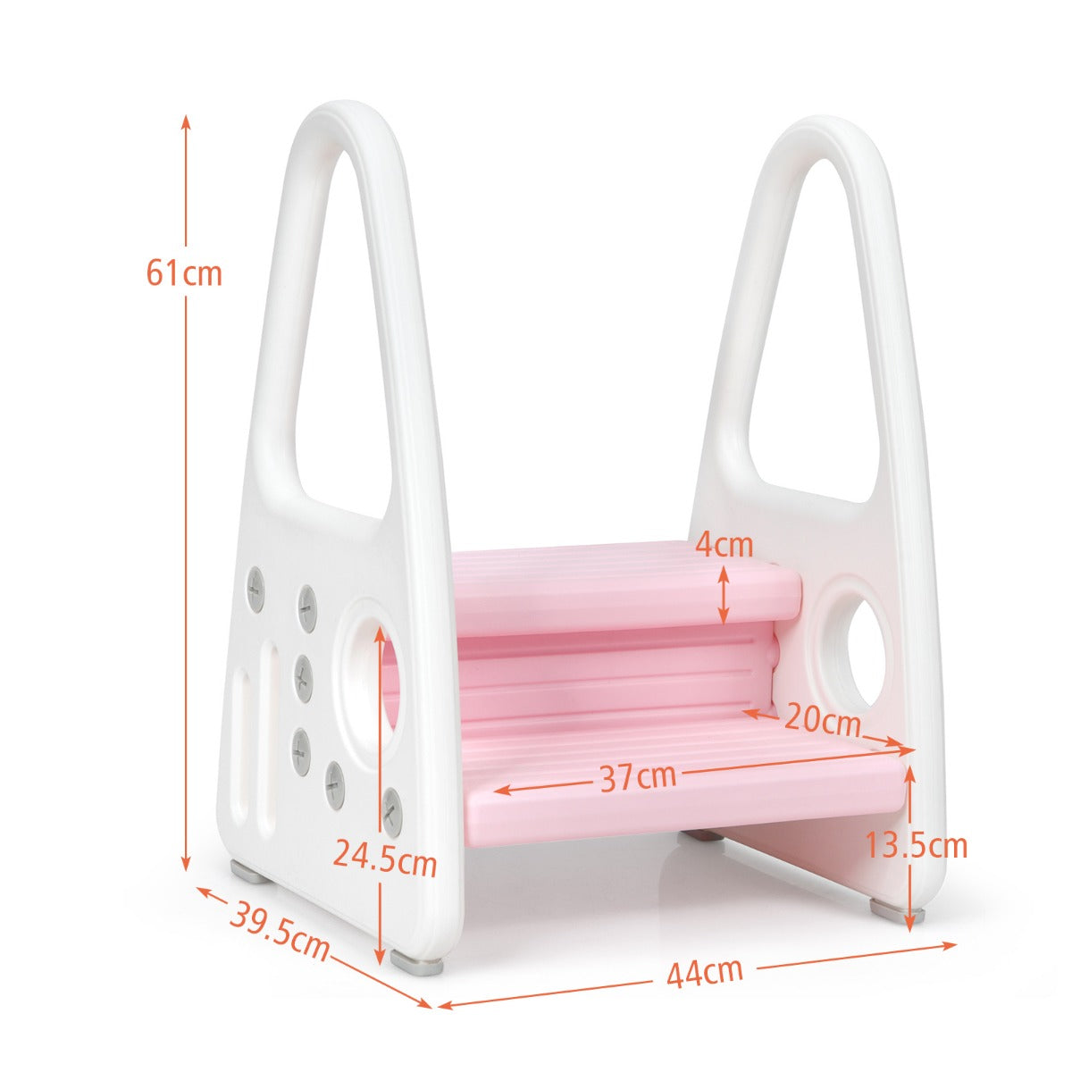 LIVSK Multifunctioneel Kinder Opstapkrukje - Veiligheid - Armleuningen - Antislip - Tot 50 kg - HDPE - Grijs