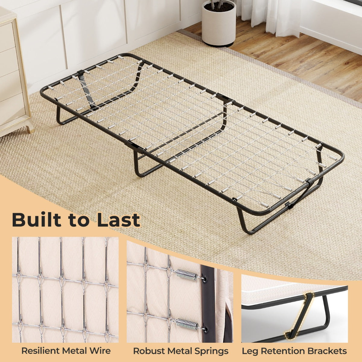 Livsk costway opvouwbaar bed met matras draagbaar logeerbed met traagschuim ruimtebesparend voor thuis kamperen 190 x 80 cm 5