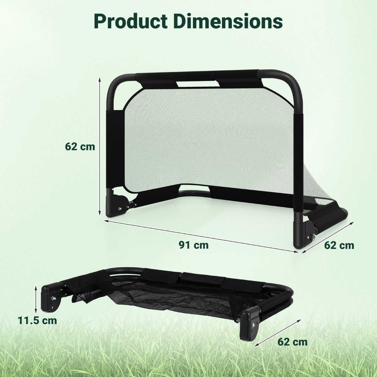 Livsk costway opvouwbaar voetbaldoel pop updoel voor voetbal met doelwand opvouwbaar doel met verankeringssysteem en robuust metalen frame