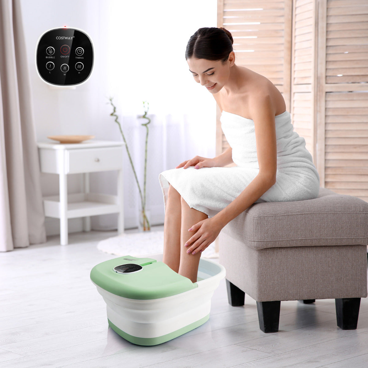 LIVSK Opvouwbaar Voetenbad Massager - Shiatsu, Bubbelmassage, Verwarming - Afstandsbediening - Compact - 33,5 x 41 x 20,5 cm -
