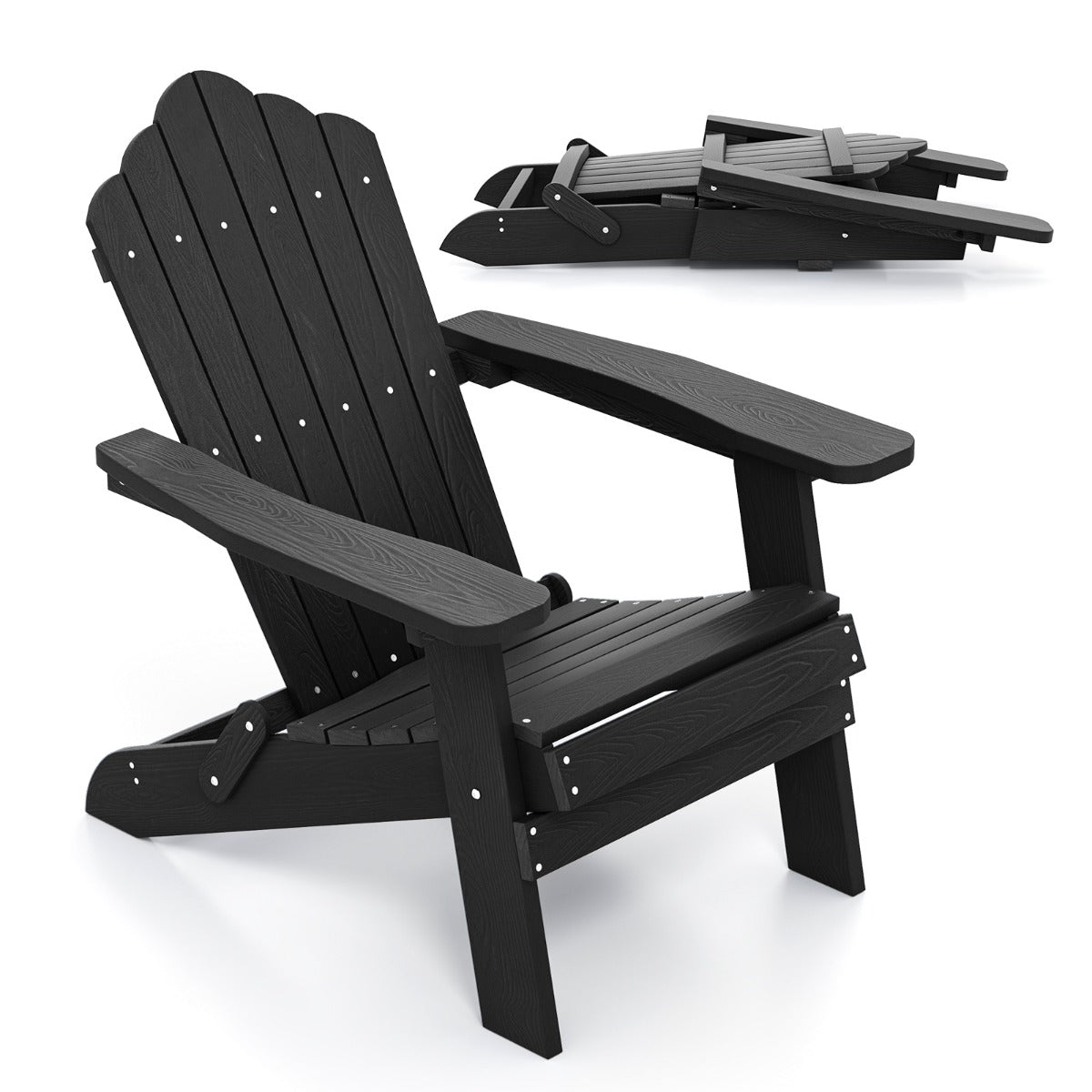 LIVSK Opvouwbare Adirondack-stoel - Weerbestendig HIPS - Ergonomische Zitting - Brede Armleuningen - Tot 180 kg - Marineblauw