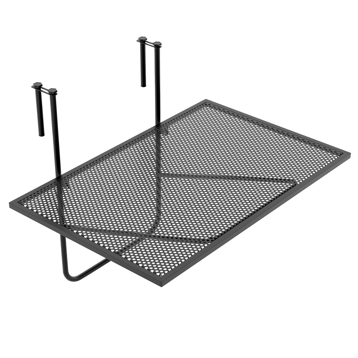 LIVSK Opvouwbare Balkontafel - Stevige Metalen Constructie - Geschikt voor Leuningen tot 6 cm - Eenvoudige Montage - Zwart