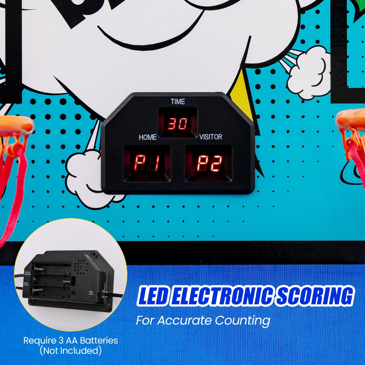 LIVSK Basketbal Arcadespel - Elektronisch Scoresysteem - 8 Spelstanden - Voor 1-4 Spelers - Opvouwbaar - 206 x 110 x 206 cm -