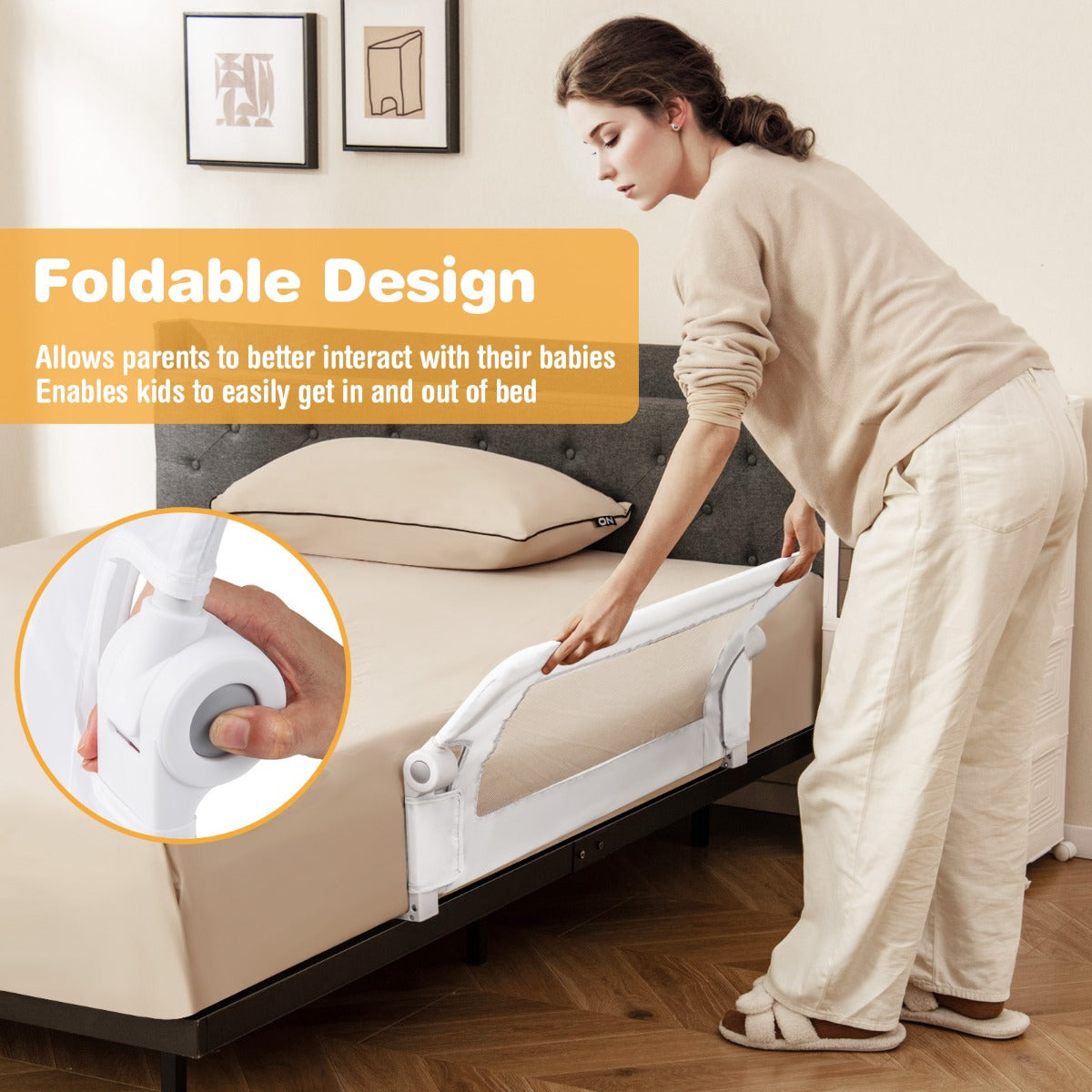 LIVSK Opvouwbaar Babybedhekje - Antistootschuim - Doorzichtig Net - Geschikt voor Diverse Bedtypes - 105 x 38 x 43 cm - Wit