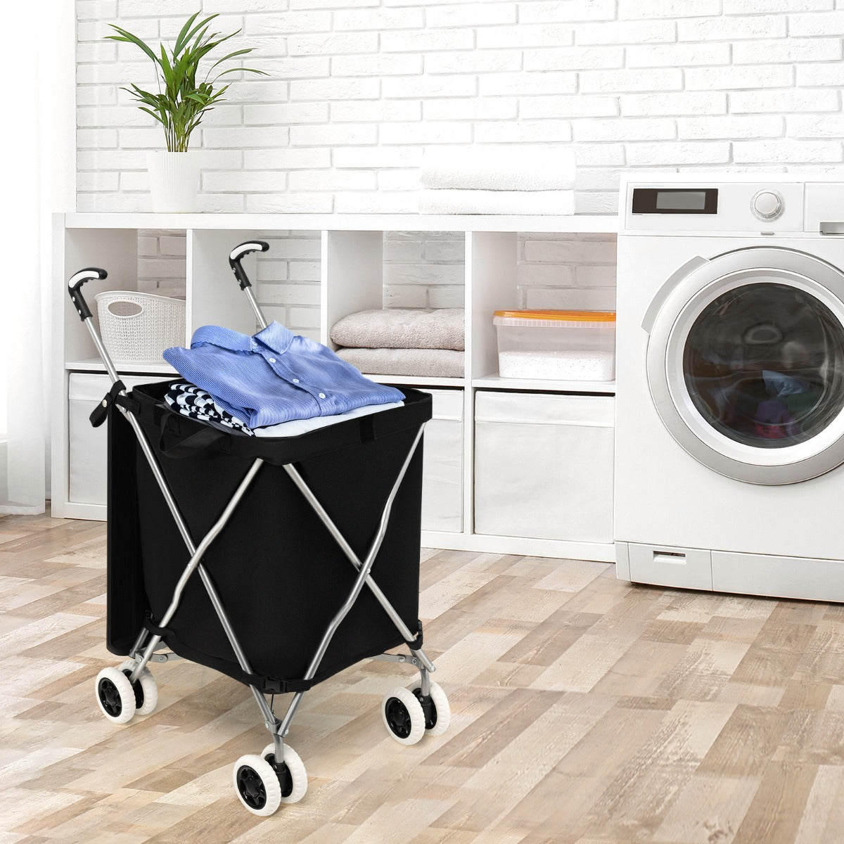 LIVSK Opvouwbare Boodschappentrolley - Waterdichte Voering - Robuust Stalen Frame - 90L Capaciteit - Geruisloze Wielen - Zwart