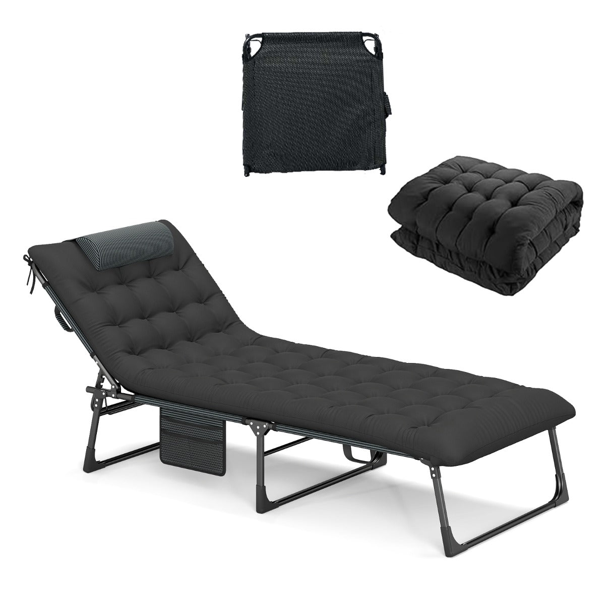 Livsk costway opvouwbare campingligstoel opvouwbaar bed met afneembare zachte matras 1 1