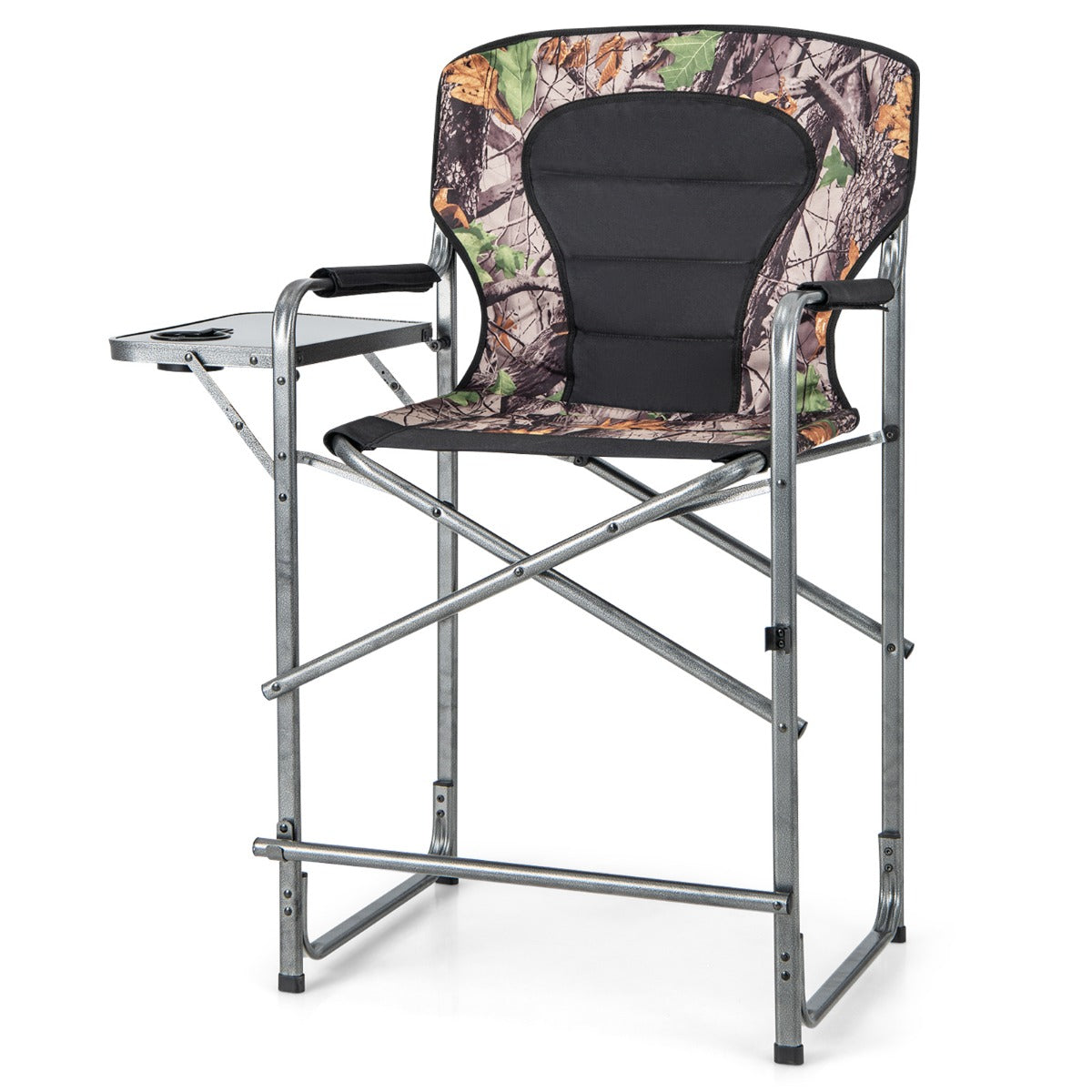 LIVSK Camouflage Campingstoel - Inklapbaar met Voetensteun en Bekerhouder - Ergonomisch en Draagbaar - Tot 150 kg -