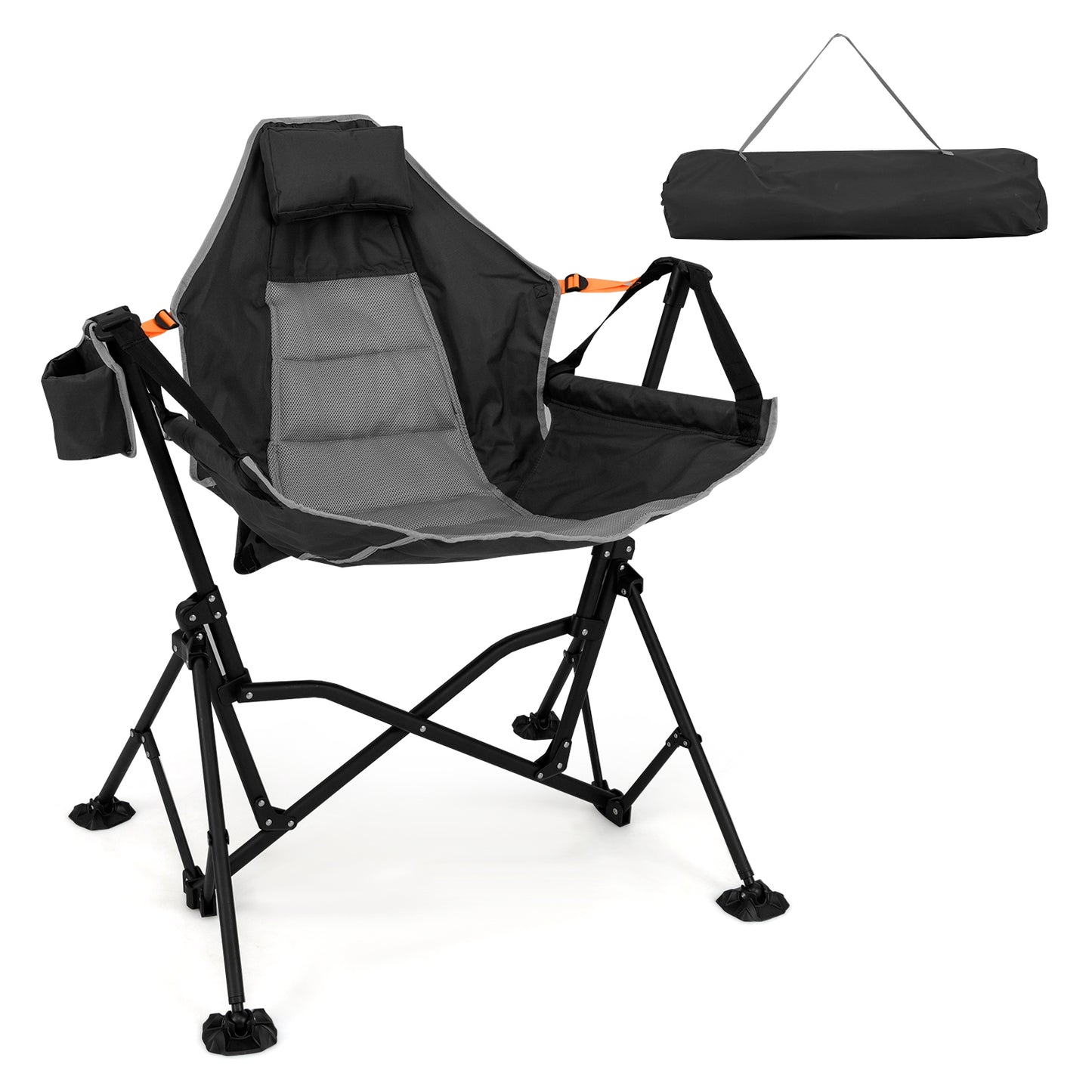 LIVSK Oversized Campingstoel - Verstelbare Rugleuning - Gevoerd Comfort - Inclusief Draagtas - Tot 150 kg - Zwart