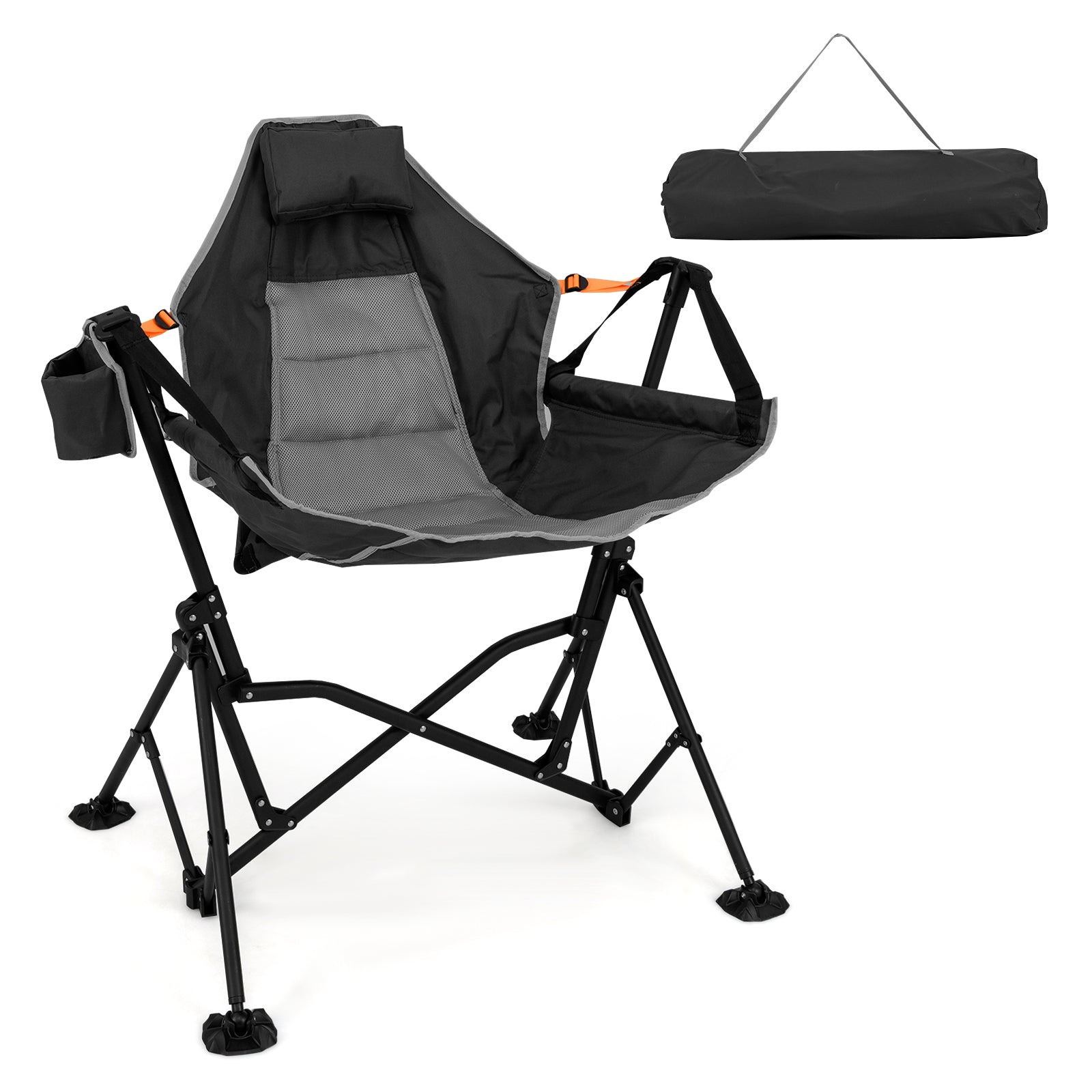LIVSK Oversized Campingstoel - Verstelbare Rugleuning - Gevoerd Comfort - Inclusief Draagtas - Tot 150 kg - Zwart