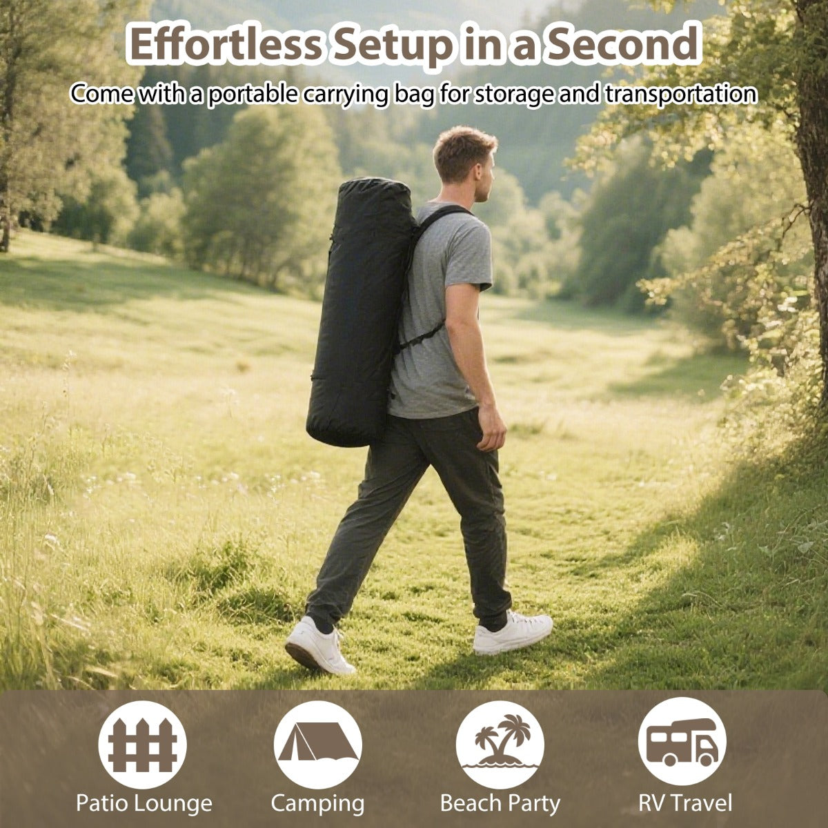 LIVSK Opvouwbare Campingstoel - Verstelbare Rugleuning - Draagvermogen 225 kg - Duurzaam Oxford-stof - Ergonomisch - Khaki