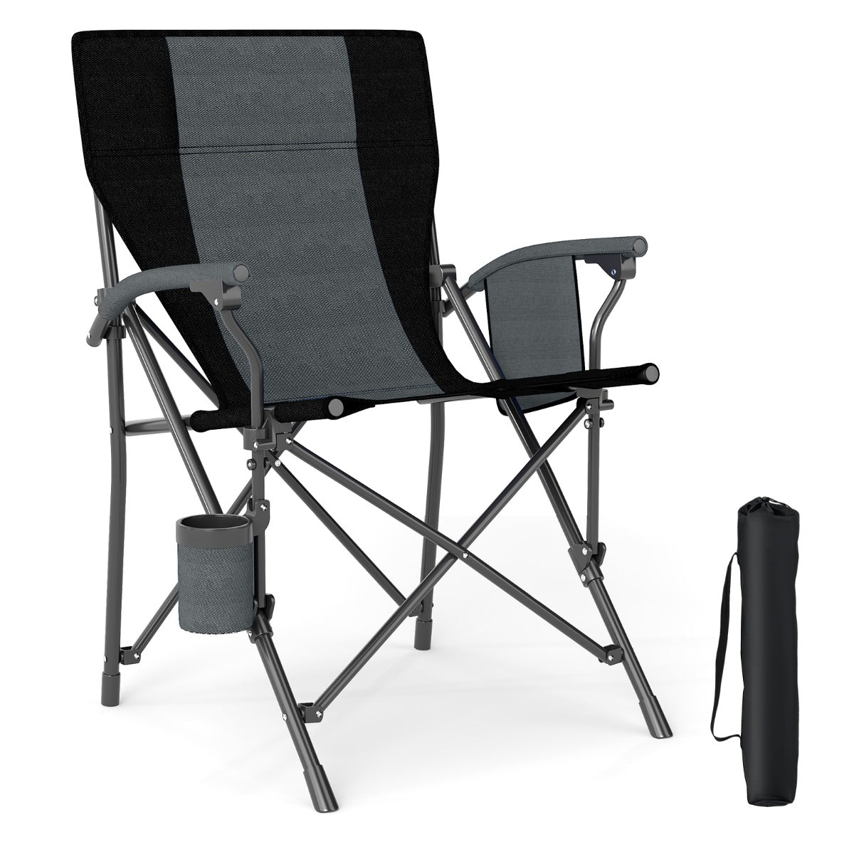 LIVSK Opvouwbare Campingstoel - Ergonomische Rugleuning - Gevoerde Armleuningen - Stevig Metalen Frame - Tot 150 kg - Blauw
