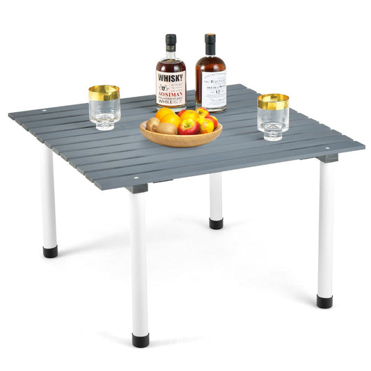 LIVSK Opvouwbare Campingtafel - Natuurlijk Dennenhout - Oprolbaar Blad - Draagtas - Voor 4 Personen - 69 x 69 x 42 cm - Grijs