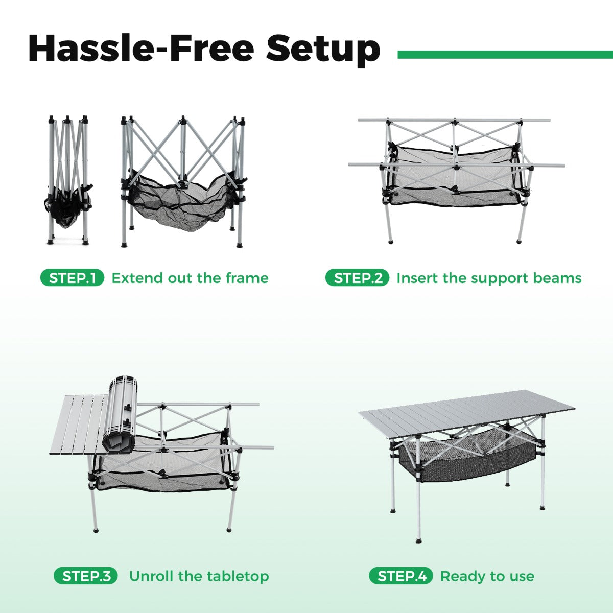 LIVSK Opvouwbare Campingtafel - Draagbaar Aluminium Tafelblad - Tot 100 kg - Eenvoudig op te zetten - Inclusief Draagtas - Zilver