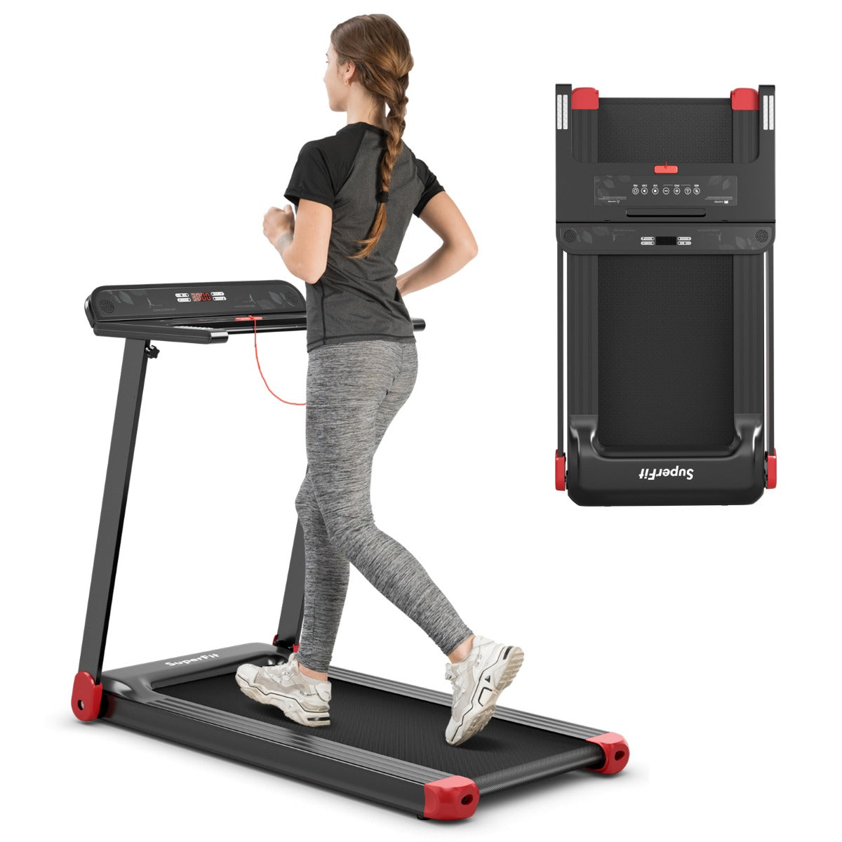 LIVSK Elektrische Opvouwbare Loopband - Bluetooth Luidspreker - LED Display - 12 Programma's - Tot 90 kg - Zwart