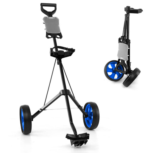 LIVSK Opvouwbare Golf Trolley - Robuust Stalen Frame - Slijtvast PP-wielen - Ergonomisch Ontwerp - Totale Draagcapaciteit - Blauw