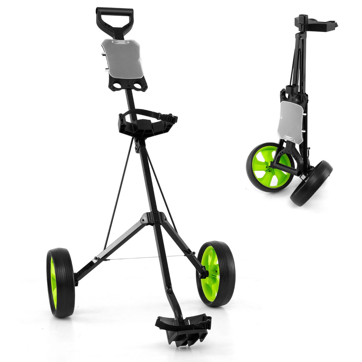 LIVSK Opvouwbare Golf Trolley - Robuust Stalen Frame - Slijtvast PP-wielen - Ergonomisch Ontwerp - Totale Draagcapaciteit - Groen