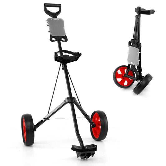 LIVSK Opvouwbare Golftrolley - Stevig Stalen Frame - Slijtvaste 24 cm Wielen - Ergonomisch & Draagbaar - Rood