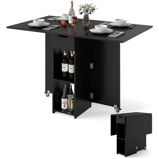 Livsk costway opvouwbare keukentafel opvouwbare tafel voor vier personen met lades zwart