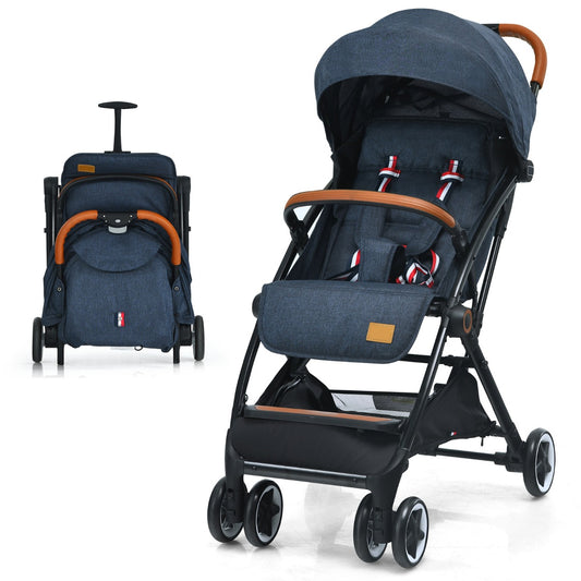 LIVSK Opvouwbare Kinderwagen - Verstelbare Rugleuning - 5-Puntsveiligheidsgordel - Uittrekbare Zonnekap - Ruime Opbergmand - Blauw