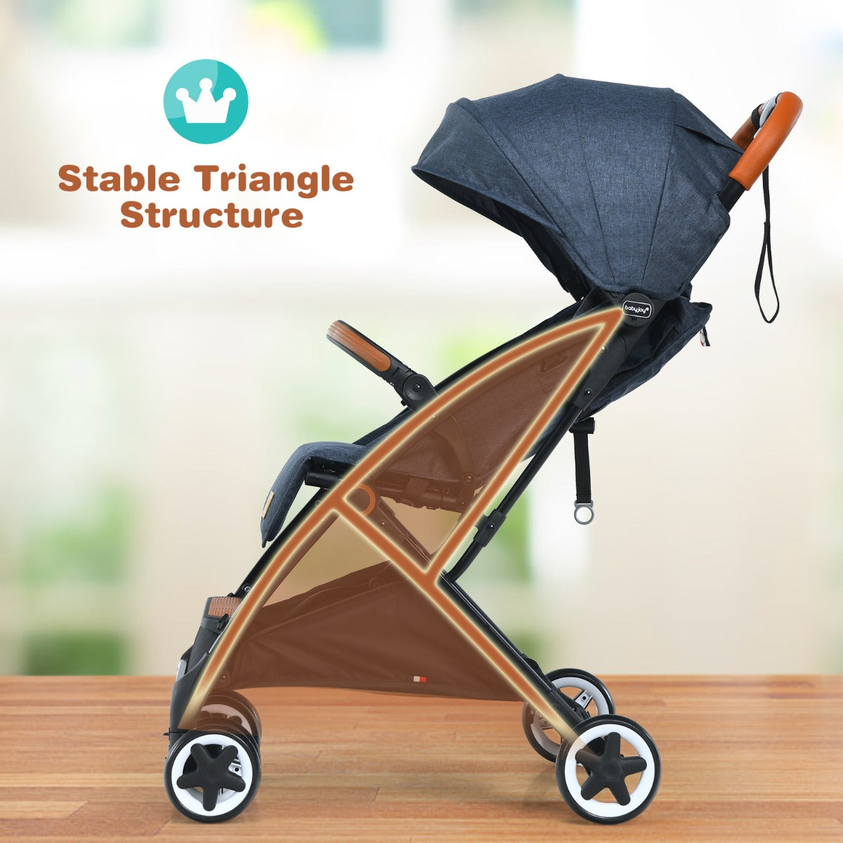 LIVSK Opvouwbare Kinderwagen - Verstelbare Rugleuning - 5-Puntsveiligheidsgordel - Uittrekbare Zonnekap - Ruime Opbergmand - Blauw