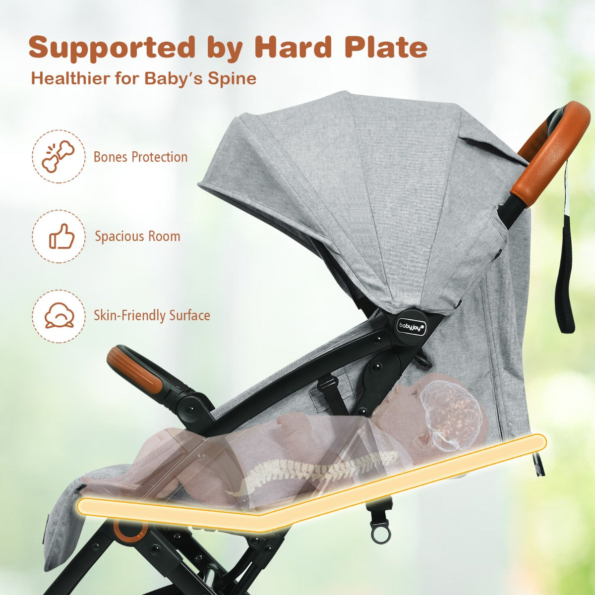 LIVSK Opvouwbare Kinderwagen - Verstelbare Rugleuning - Lichtgewicht Aluminium - 5-puntsveiligheidsgordel - Tot 15 kg - Grijs