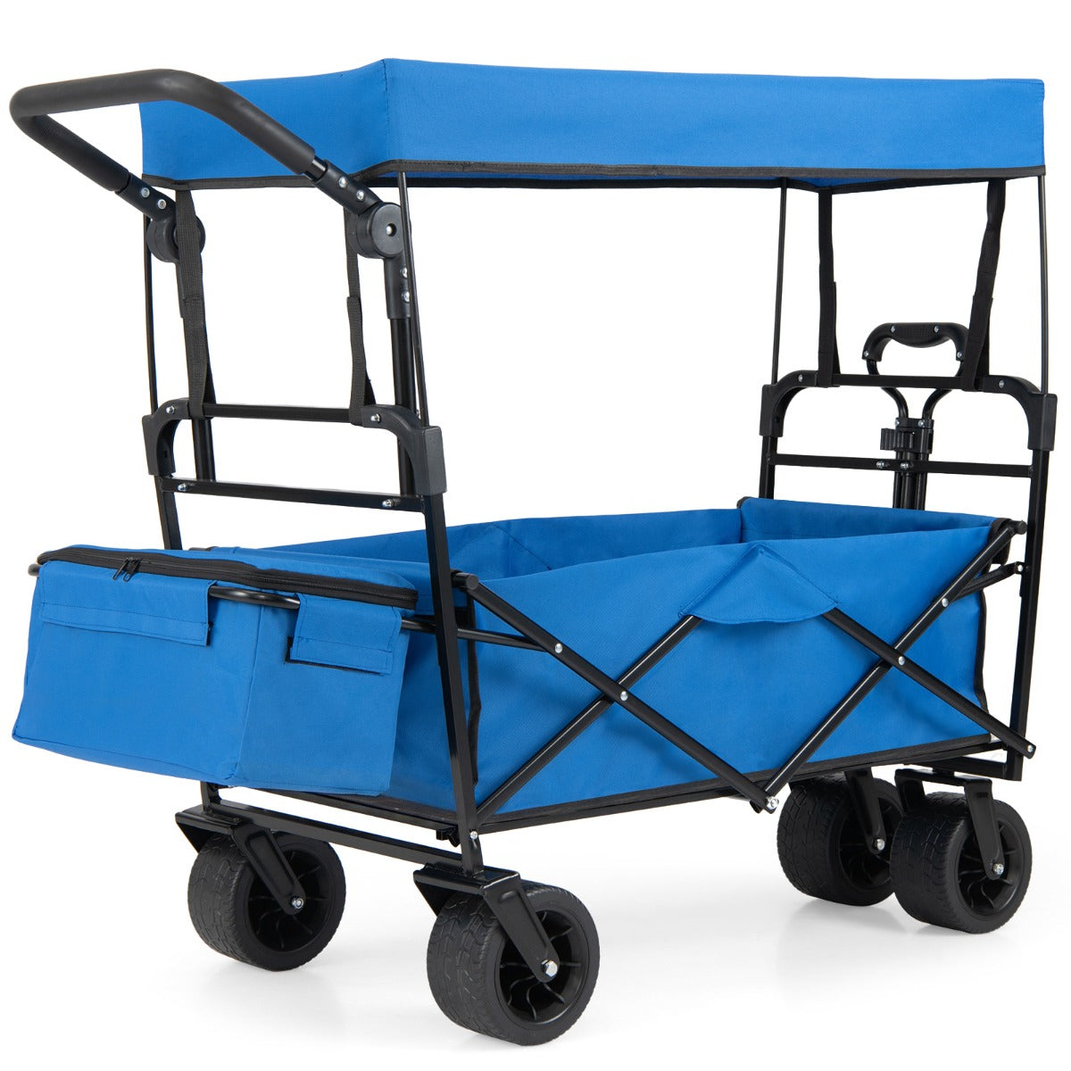 Livsk costway opvouwbare kinderwagen met afneembare zonnekap zerstelbare duwstang afneembare opbergtas en terreinwielen blauw 1