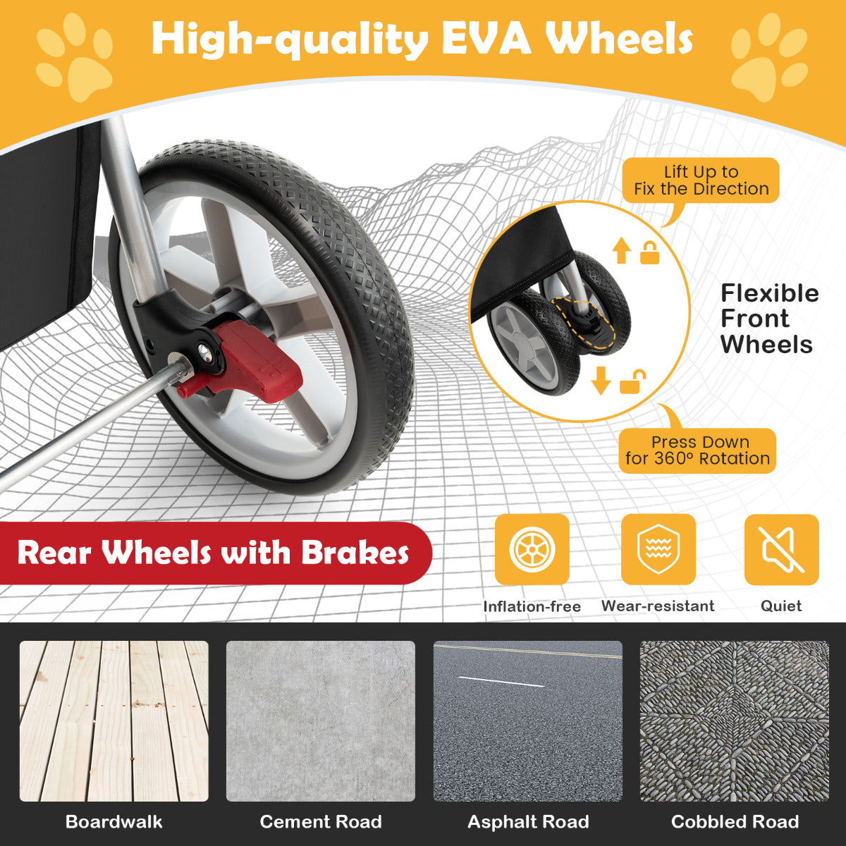 LIVSK Opvouwbare Dierenwagen - Bekerhouder - Ademend Ontwerp met 4 Gaasramen - Voor Huisdieren tot 40,5 cm - Zwart