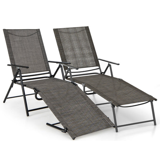 LIVSK Verstelbare Opvouwbare Terrasligstoelen - 6 Rugleuningstanden - Compact Vouwbaar - Tot 150 kg - Bruin