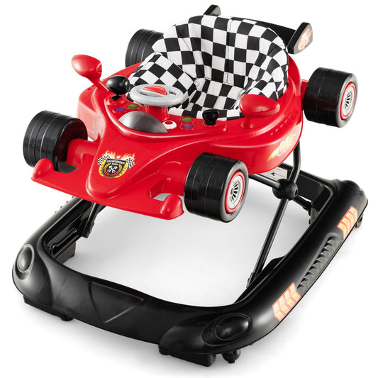 LIVSK Loopstoeltje - Verstelbaar in 3 Hoogtes - Interactief Raceauto-Design - Antislip - Ergonomisch - Rood