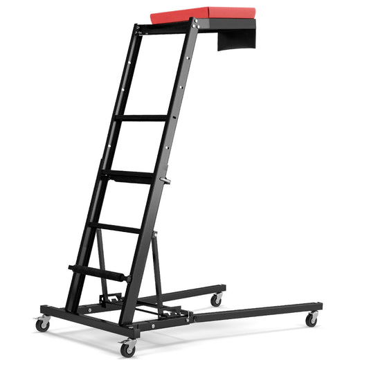 LIVSK Verstelbare Hoge Trapladder voor Auto's - Hoogte 114,5 - 168 cm - Tot 180 kg - Met 4 Wielen - Ruimtebesparend - Zwart