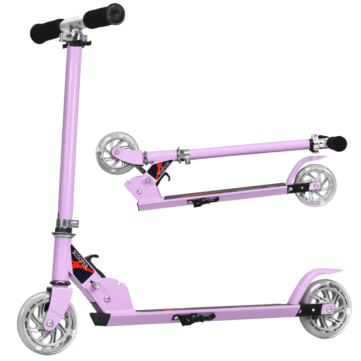 LIVSK Opvouwbare Kinderstep - Lichtgewicht Aluminium - Verstelbaar Stuur 63-86,5 cm - LED Verlichte Wielen - Tot 70 kg - Licht