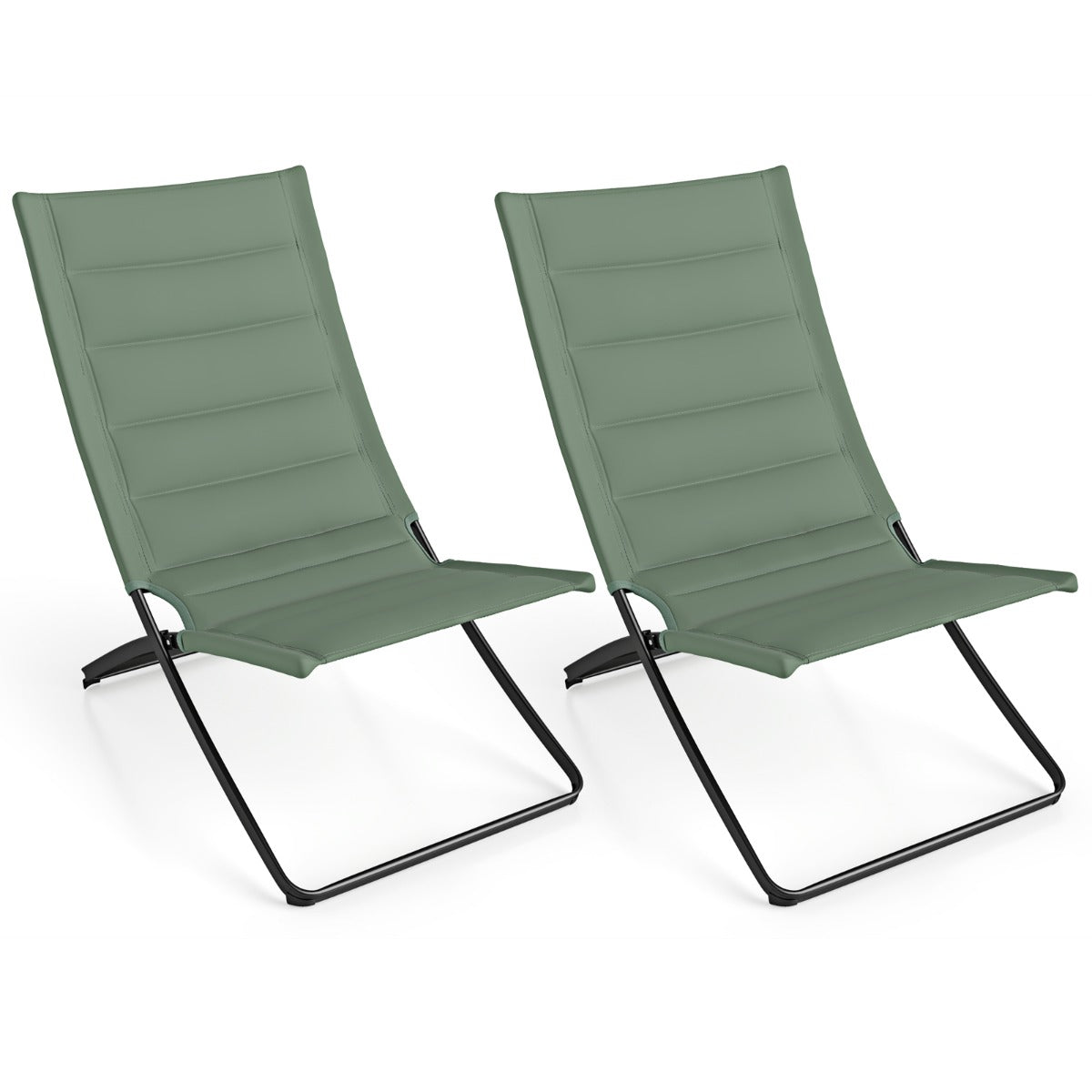 Livsk costway opvouwbare strandstoelen set van 2 opvouwbare campingstoelen met beklede rugleuningen en zittingen groen