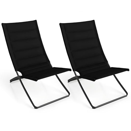 Livsk costway opvouwbare strandstoelen set van 2 opvouwbare campingstoelen met beklede rugleuningen en zittingen zwart