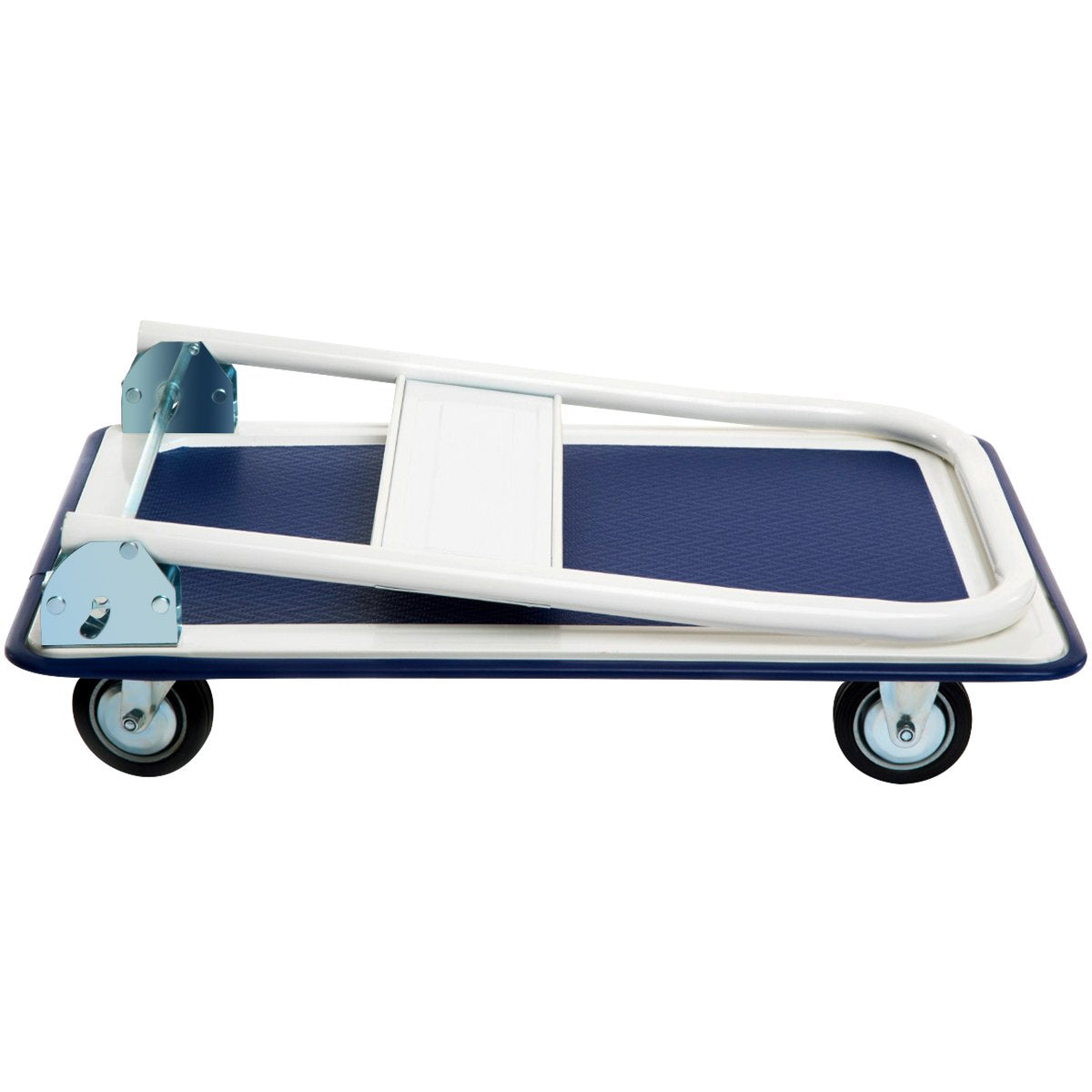 Livsk costway opvouwbare transportwagen kruiwagen met handgreep rolwagen met laadplatform blauw