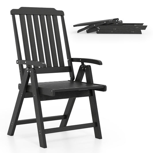 LIVSK Opvouwbare Tuinstoel - Weerbestendig HDPE - Ergonomische Rugleuning - Eenvoudig Opvouwbaar - Tot 150 kg - Zwart