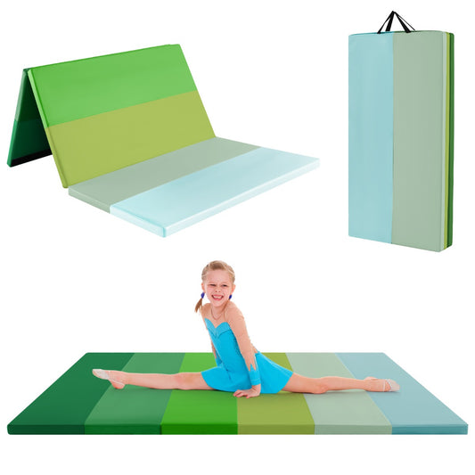 LIVSK Opvouwbare Gymnastiekmat - Hoogwaardig PU en EPE-schuim - Draaghandvatten - Eenvoudig schoon te maken - 180 x 120 x 4 cm -