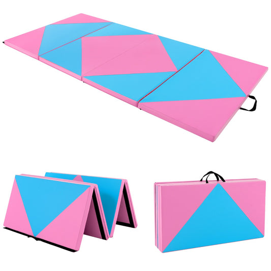 LIVSK Opvouwbare Yogamat - Draagbaar en Waterdicht - Klittebandsluitingen - 240 x 117 x 5 cm - Roze + Blauw
