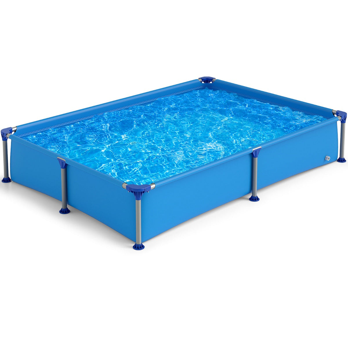 LIVSK Opzetzwembad voor Kinderen - Opblaasbaar - Driedelig PVC - Metalen Frame - 228 x 159 x 42 cm - Blauw