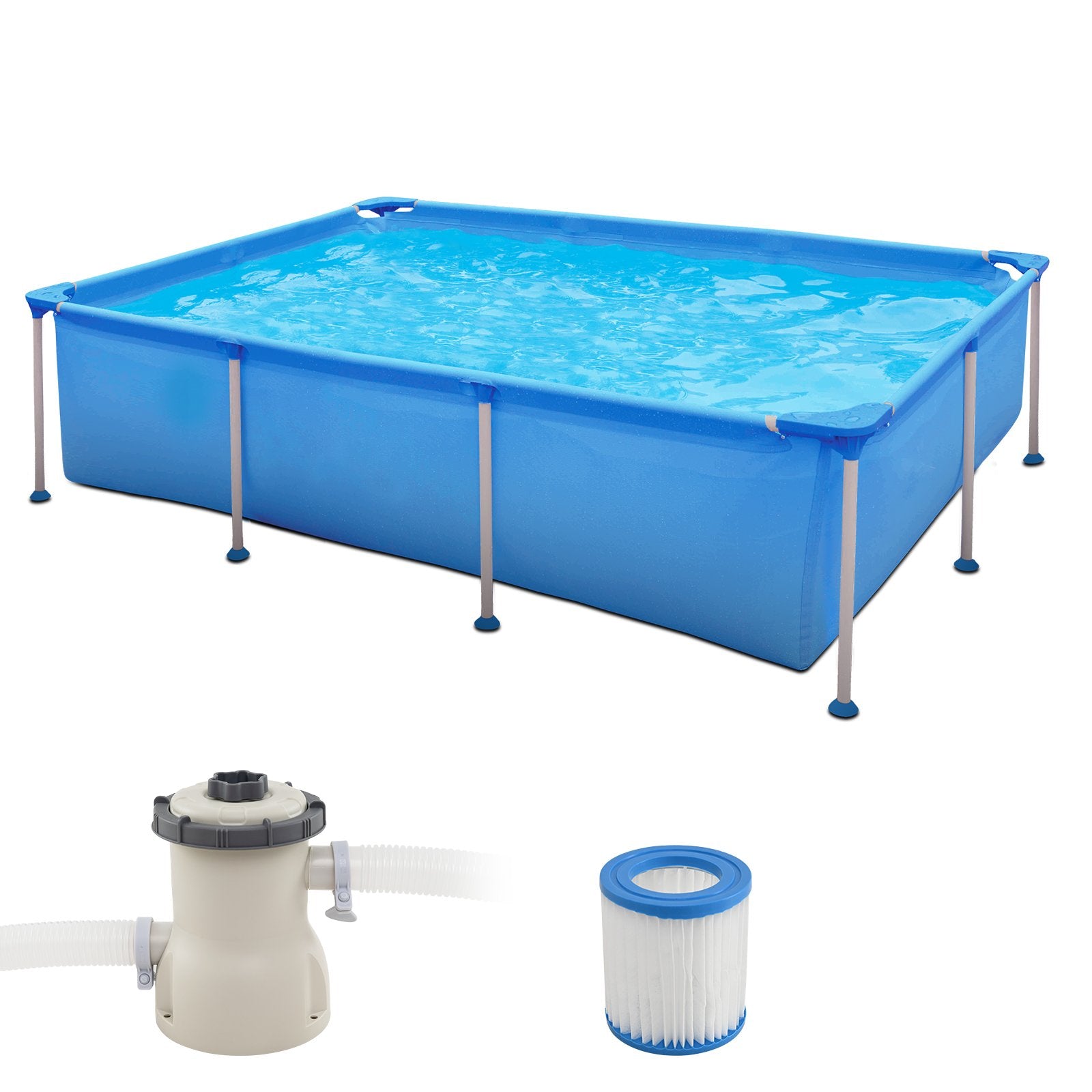 LIVSK Opzetzwembad - 3-laagse zijwand - Inclusief filterpomp - Gereedschapsvrije montage - Watercapaciteit 2612 L - Blauw