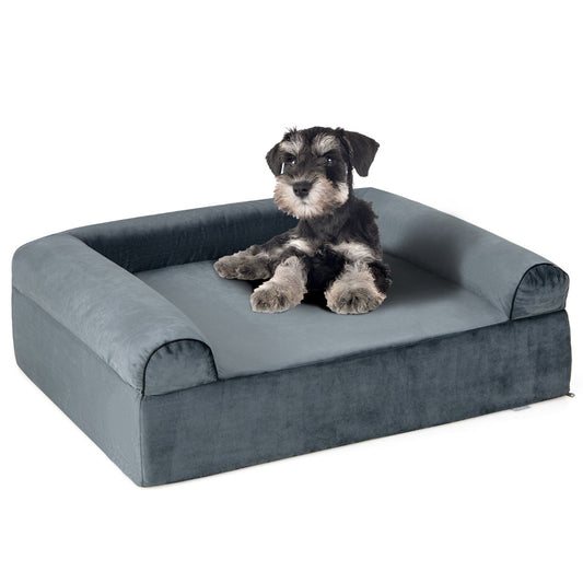 LIVSK Orthopedisch Hondenbed - Dubbelzijdig Koelgel - Geheugenschuim - Afneembare Wasbare Hoes - Antislip Onderkant - Grijs