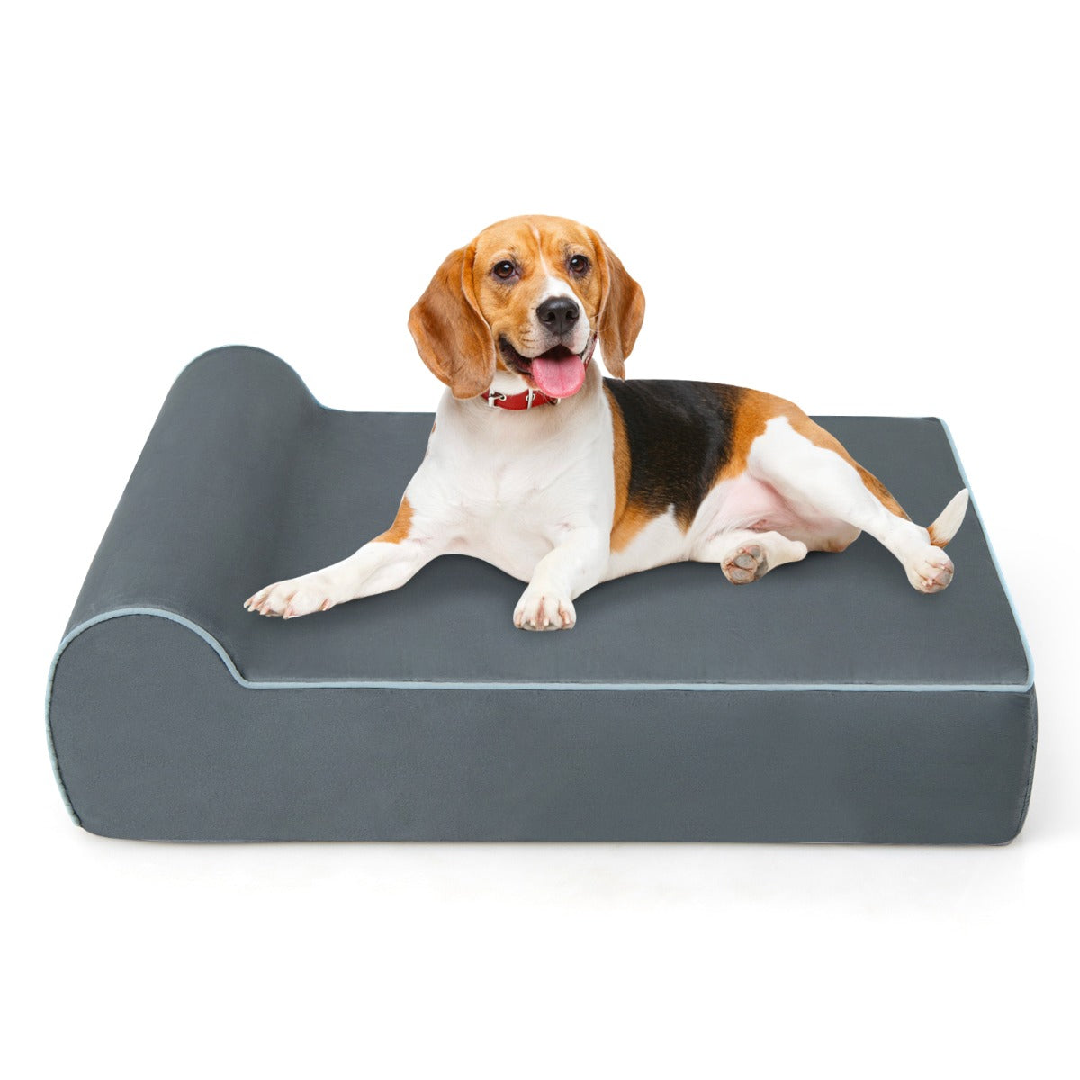 LIVSK Orthopedische Hondenmand - Geheugenschuim met Neksteunkussen - Antislip - Wasbare Kristalstofhoes - Voor Grote Honden -