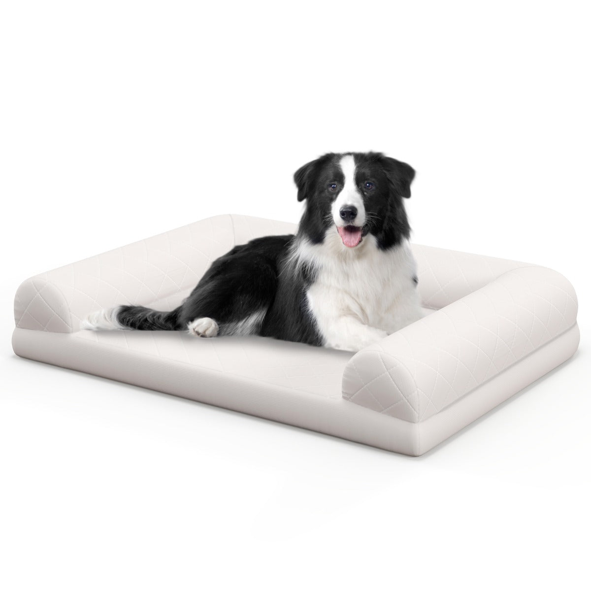LIVSK Orthopedisch Hondenbed - Ei-doos Schuim - 90 x 69 x 18 cm - Afneembare Hoes - Voor Honden tot 20 kg - Beige