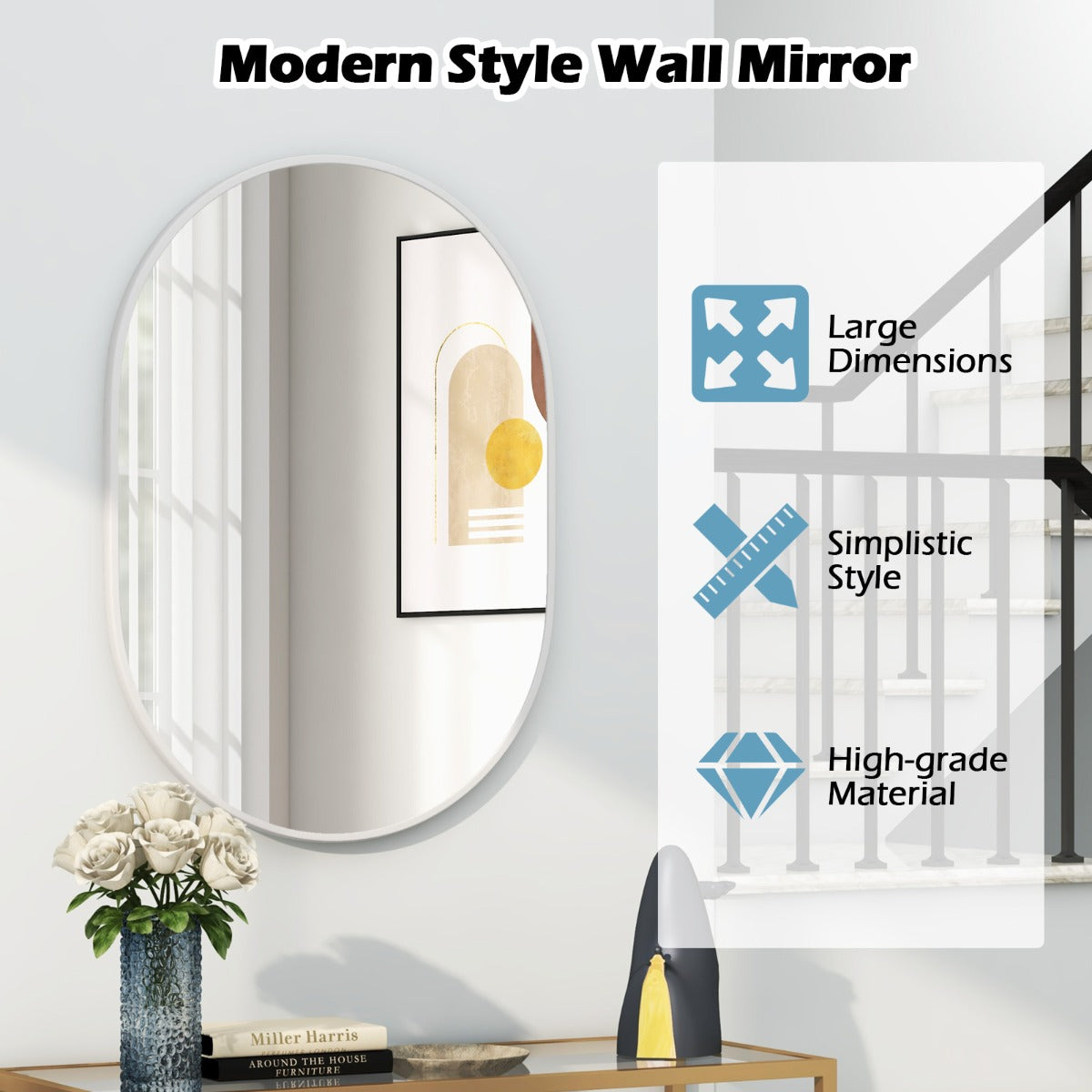 LIVSK High-Definition Badkamerspiegel 70 x 50 cm - Verticaal/Horizontaal - Slagvast Glas - Water- en Roestbestendig - Aluminium
