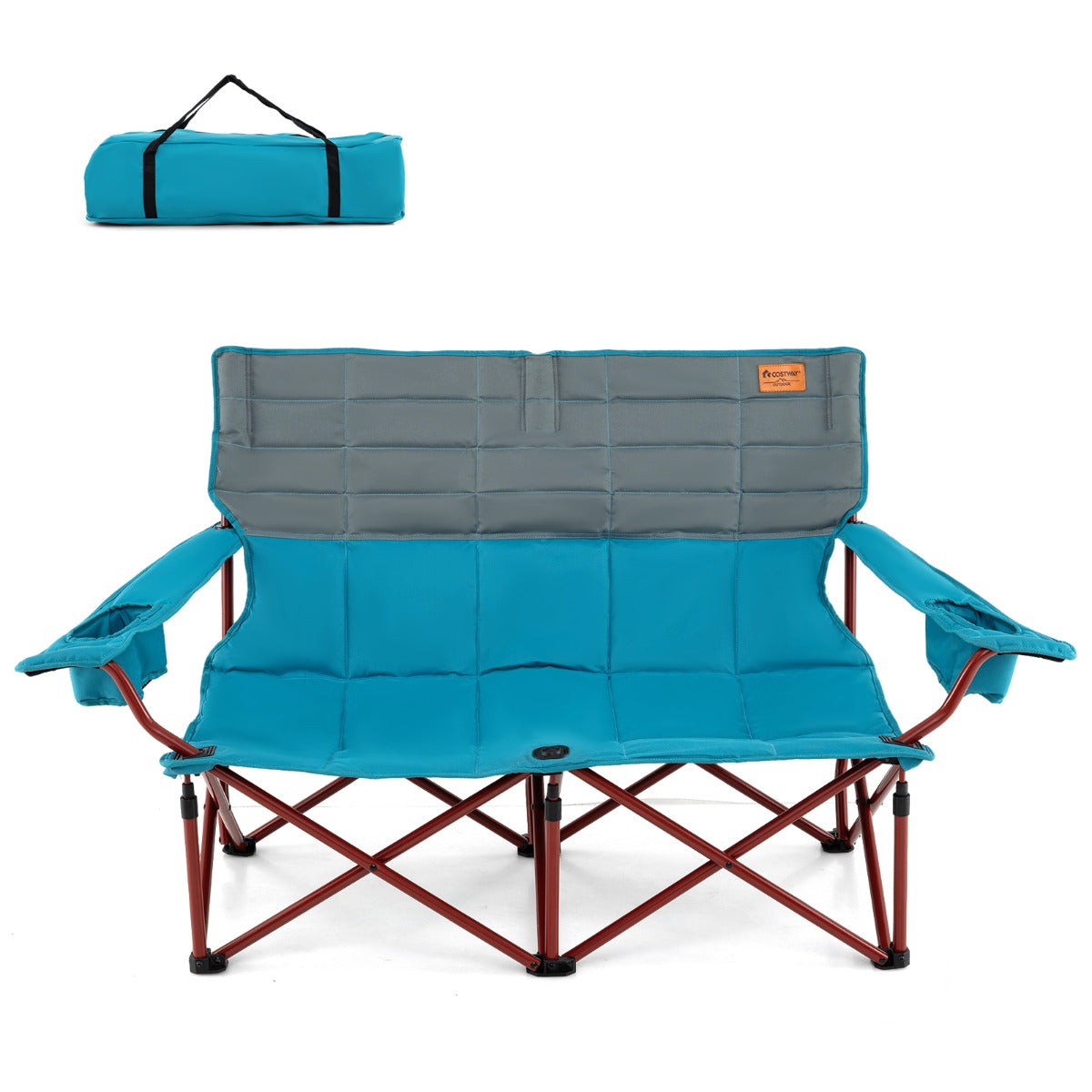 LIVSK Campingstoel voor 2 Personen - Extra Grote Zitting 105 x 48 cm - Opvouwbaar met Draagtas - Tot 272 kg - Marineblauw