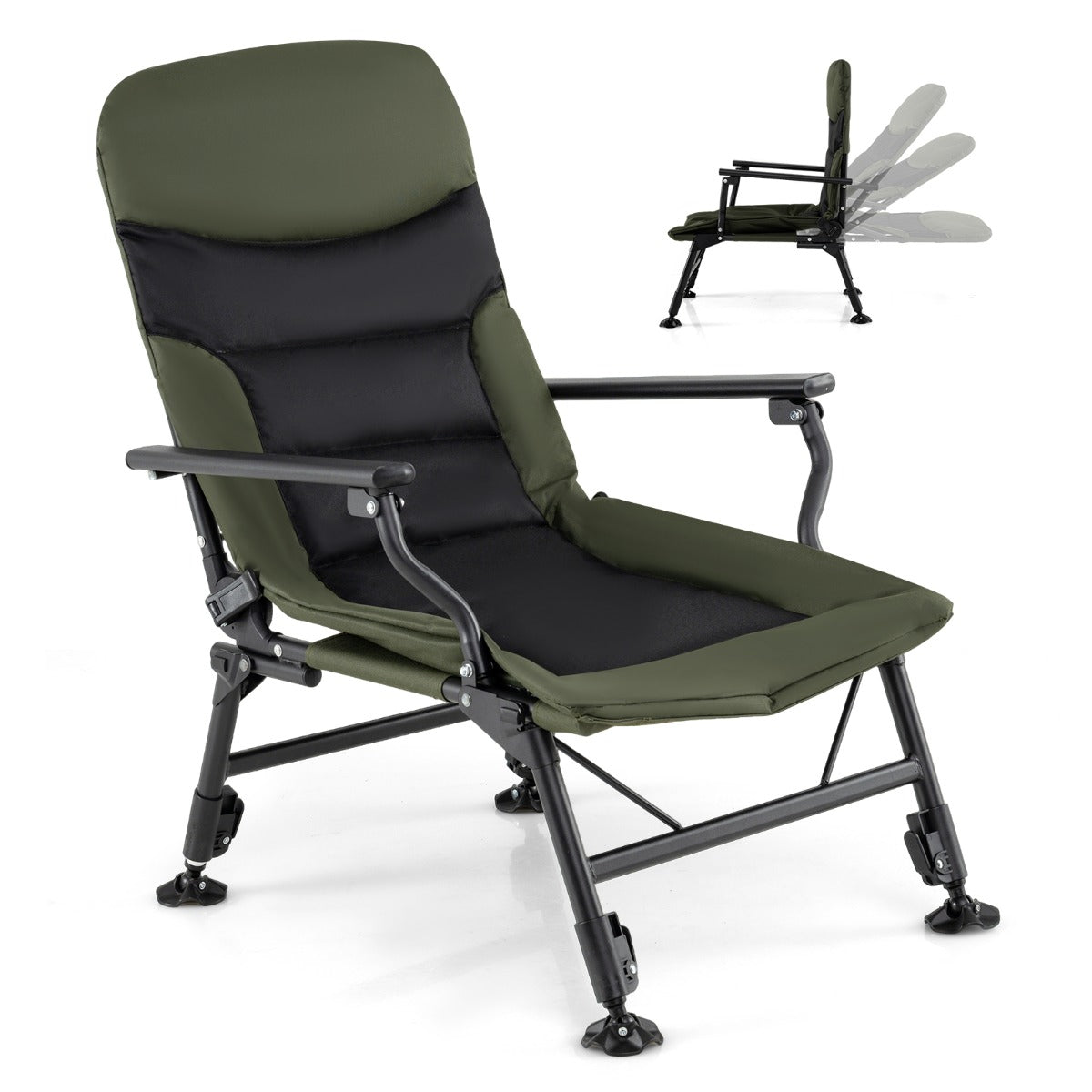 Livsk costway oversized opvouwbare campingstoel voor volwassenen heavy duty all terrain opvouwbare stoel met gewatteerde hoge rugleuning
