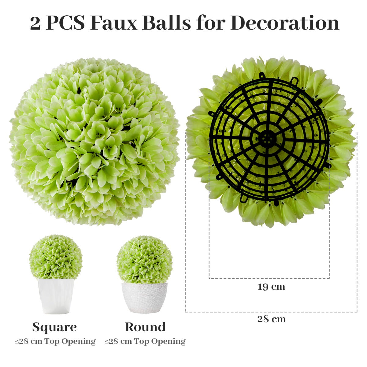 LIVSK Set van 2 Kunstmatige Buxusbollen 28 cm - Onderhoudsvrij - Eenvoudige Installatie - Realistische Uiterstraling - Groen/Roze