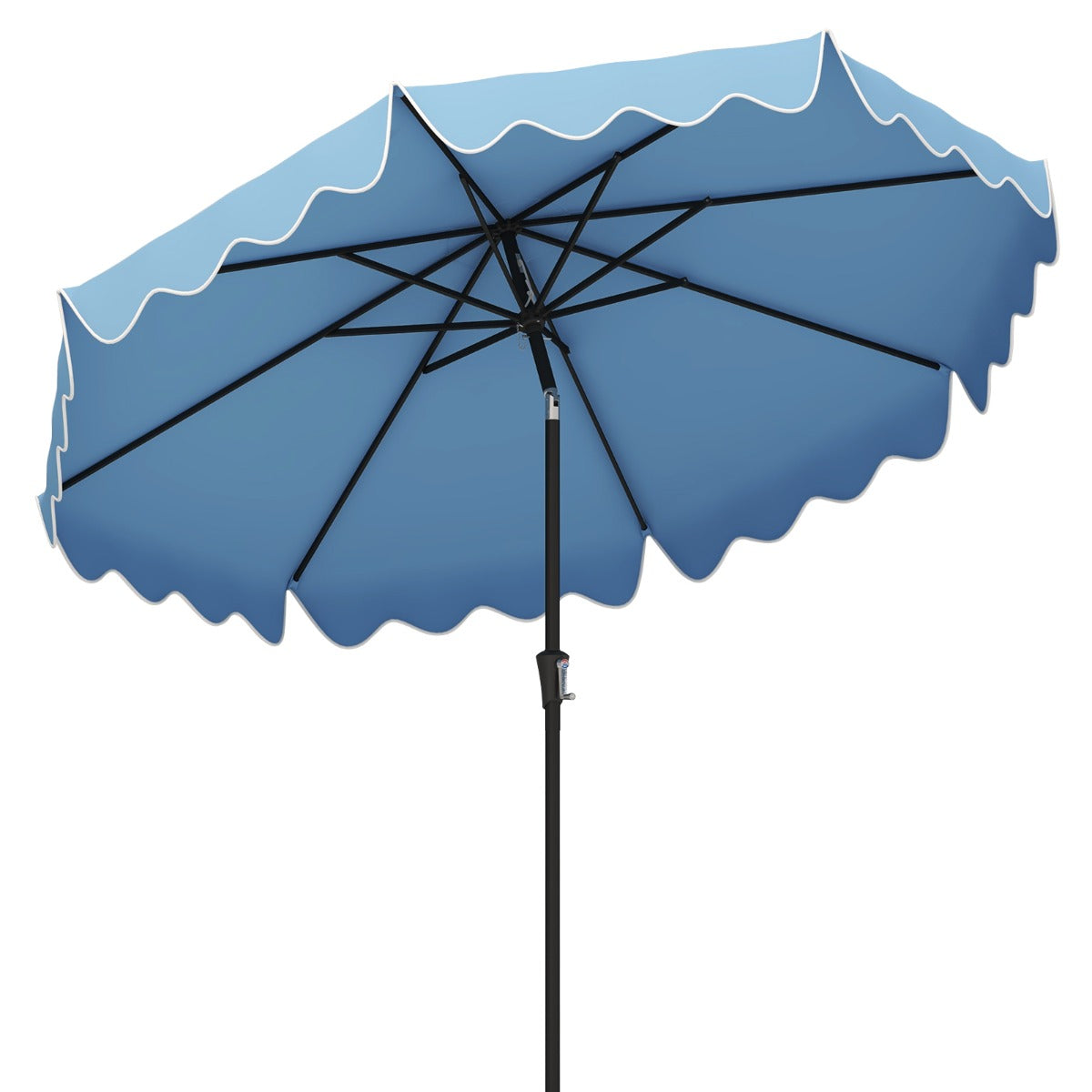 LIVSK Terrasparasol 270 cm - Knikbaar met Zwengel - 8 Ribben - Polyester Dak - Elegant Design - Marineblauw