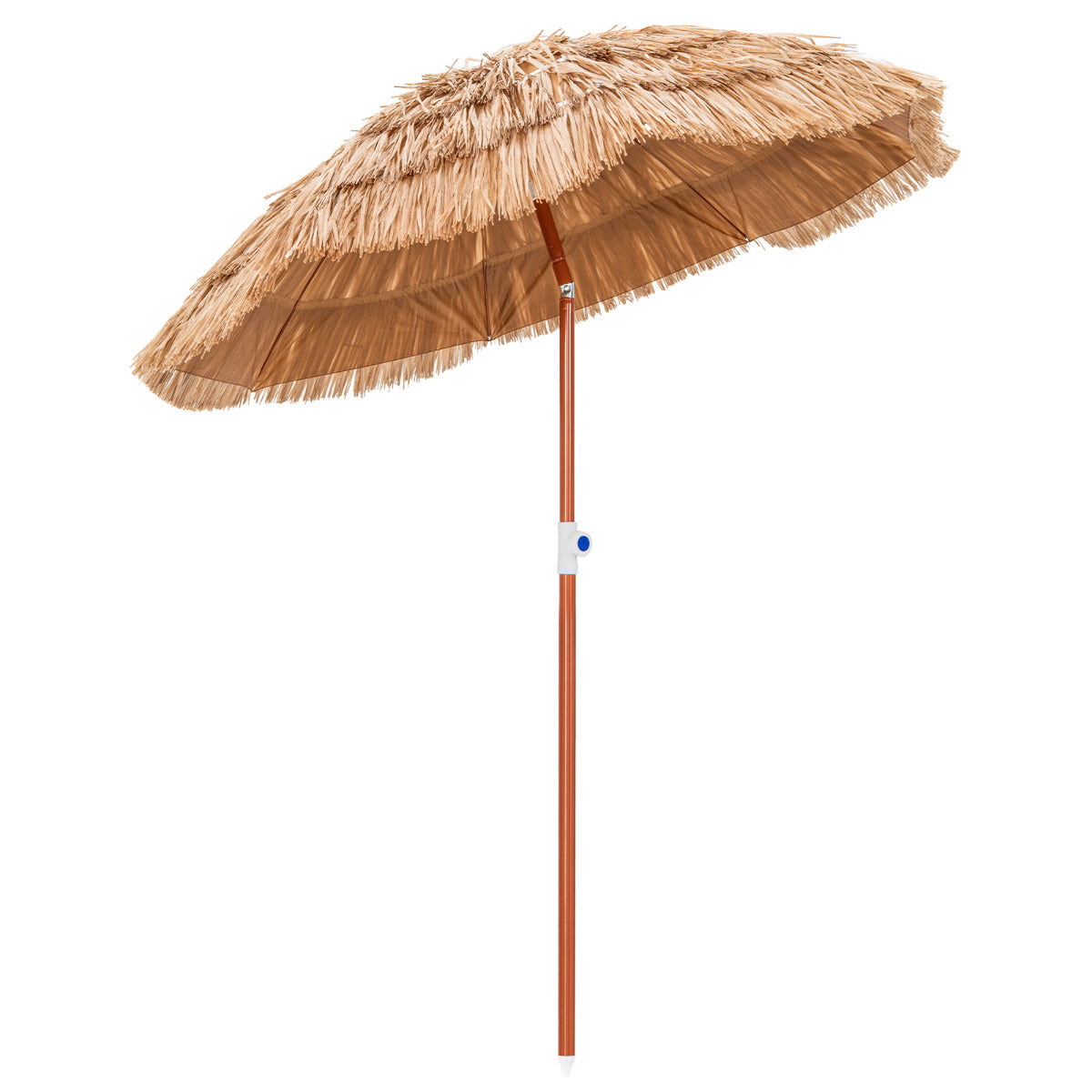 LIVSK Hawaïaanse Strandparasol - Verstelbaar en Kantelbaar - Draagtas - Duurzaam Polyester - 155 x 194 cm - Natuurlijk Strodak