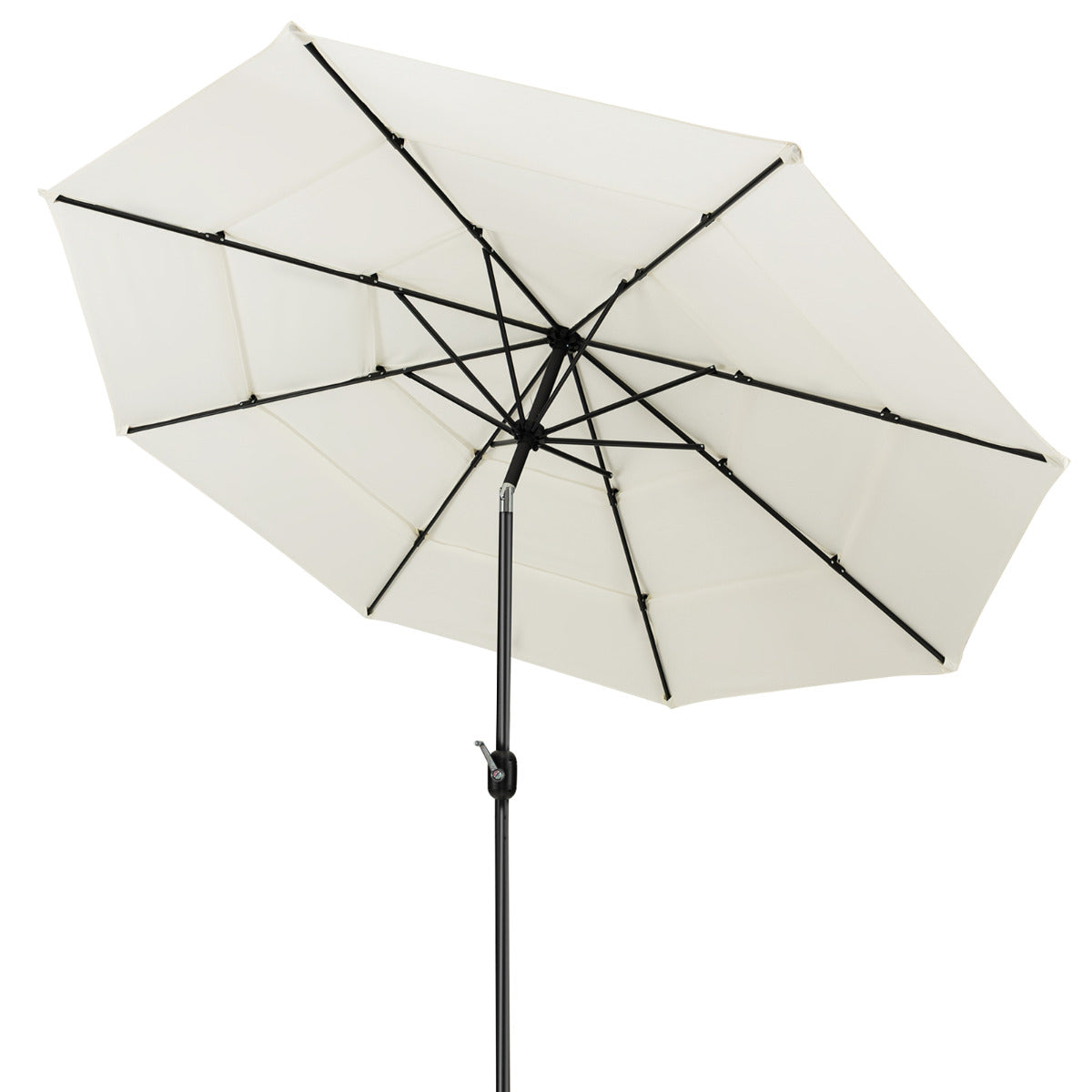 LIVSK 3-traps Parasol - Knikbaar met Drukknop - UV-Bescherming - Duurzaam Polyester - Eenvoudige Montage - Beige