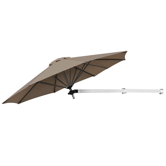 LIVSK Wandparasol - Aluminium Frame - Verstelbare Kop en Stokpositie - Groot Schaduwoppervlak - Waterdicht - Bruin